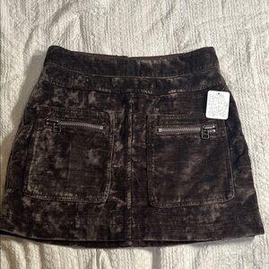 Free People Rich Brown Velvet Mini Skirt size 0